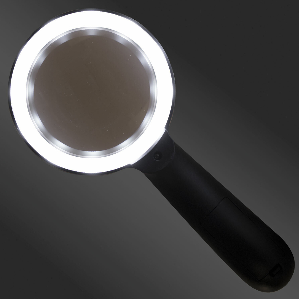 Лупа просмотровая с LED-ПОДСВЕТКОЙ диаметр 90 мм увеличение 10 корпус черный BRAUBERG (2 штуки в упаковке)