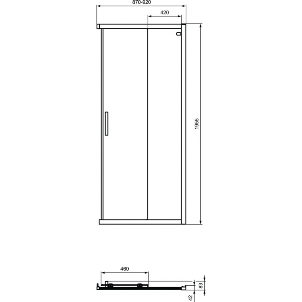 Реверсивная панель-дверь 90 см Ideal Standard CONNECT 2 Corner Square/Rectangular K9261V3