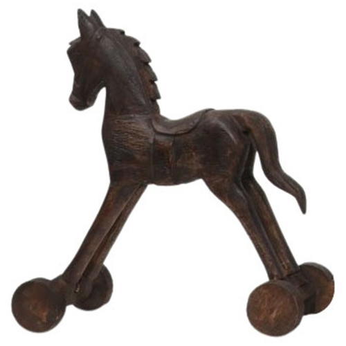 Декор "Лошадка на колесиках" темно-коричневая малая 33x11,5x41см