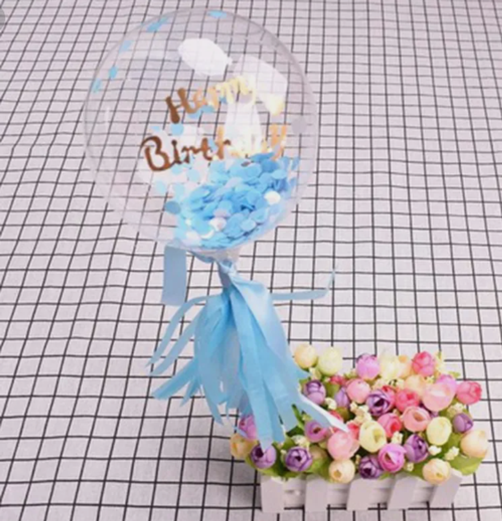 Шар (5''/13 см) Микро-Deco Bubble, Прозрачный, Кристалл, 1 шт.