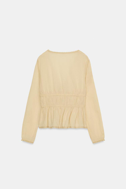 ZARA РУБАШКА С ВЫШИВКОЙ, ОХРА