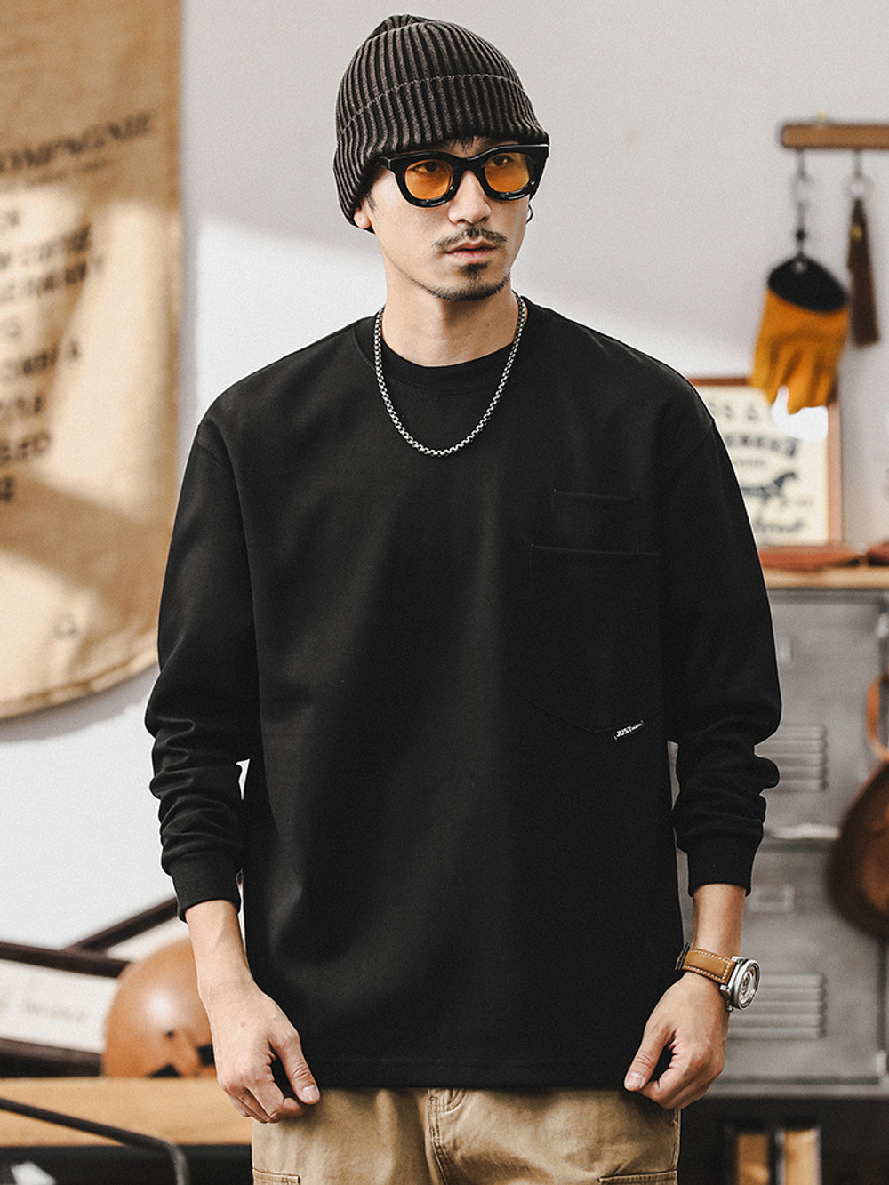 Американская футболка с длинным рукавом мужская сезон осенний