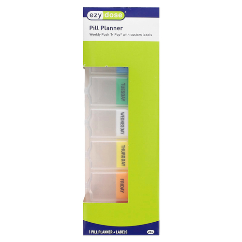 Ezy Dose, Push 'N Pop, еженедельный органайзер для таблеток с этикетками, 2XL, 1 шт.