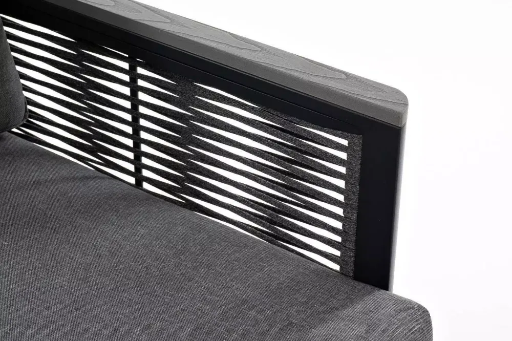 "Сан Ремо" кресло плетеное из роупа садовое, каркас алюминий темно-серый, роуп серый, ткань серая