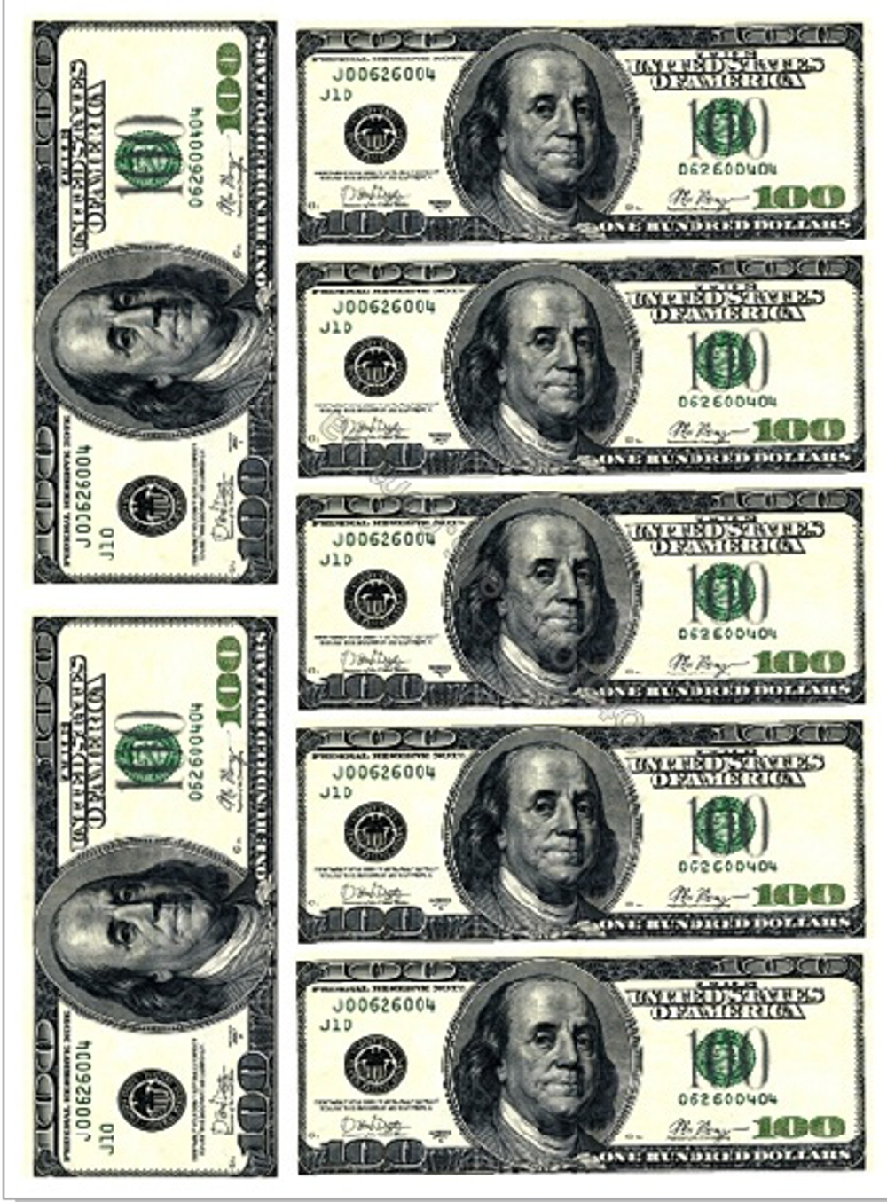 Печать на съедобной бумаге. Доллары