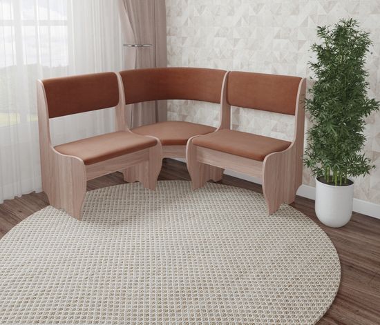 Скамья угловая мягкая compatto "Оливьер" (Ясень Шимо темный/Велюр Ultra Terra (AT)) -G