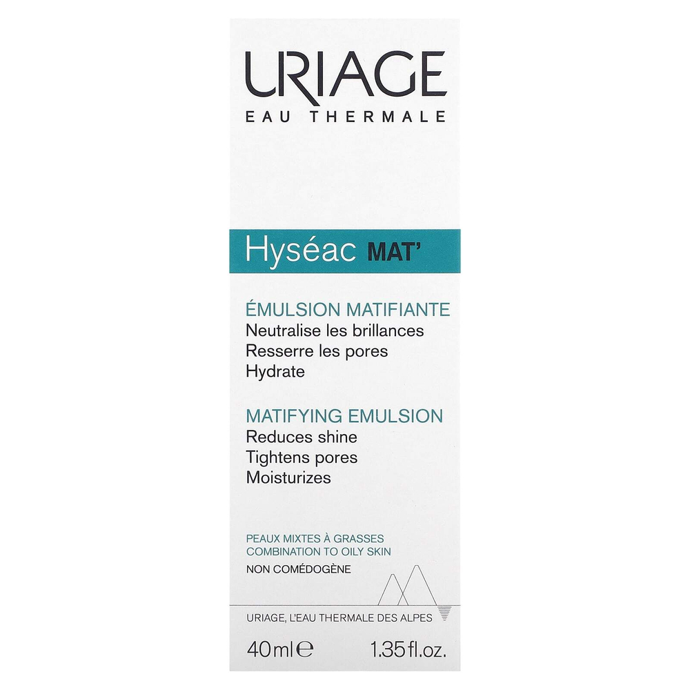 Uriage, Hyséac Mat, матирующая эмульсия, для комбинированной и жирной кожи, 40 мл (1,35 жидк. унц.)