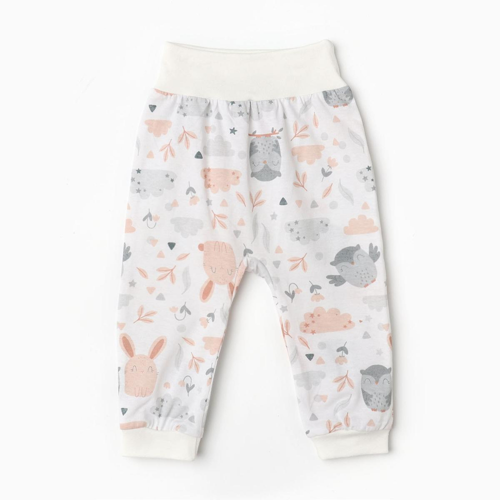 Штанишки "Евро" на широкой резинке, цвет молочный/звери, р. 68 10156075 (Семицвет-Тики)