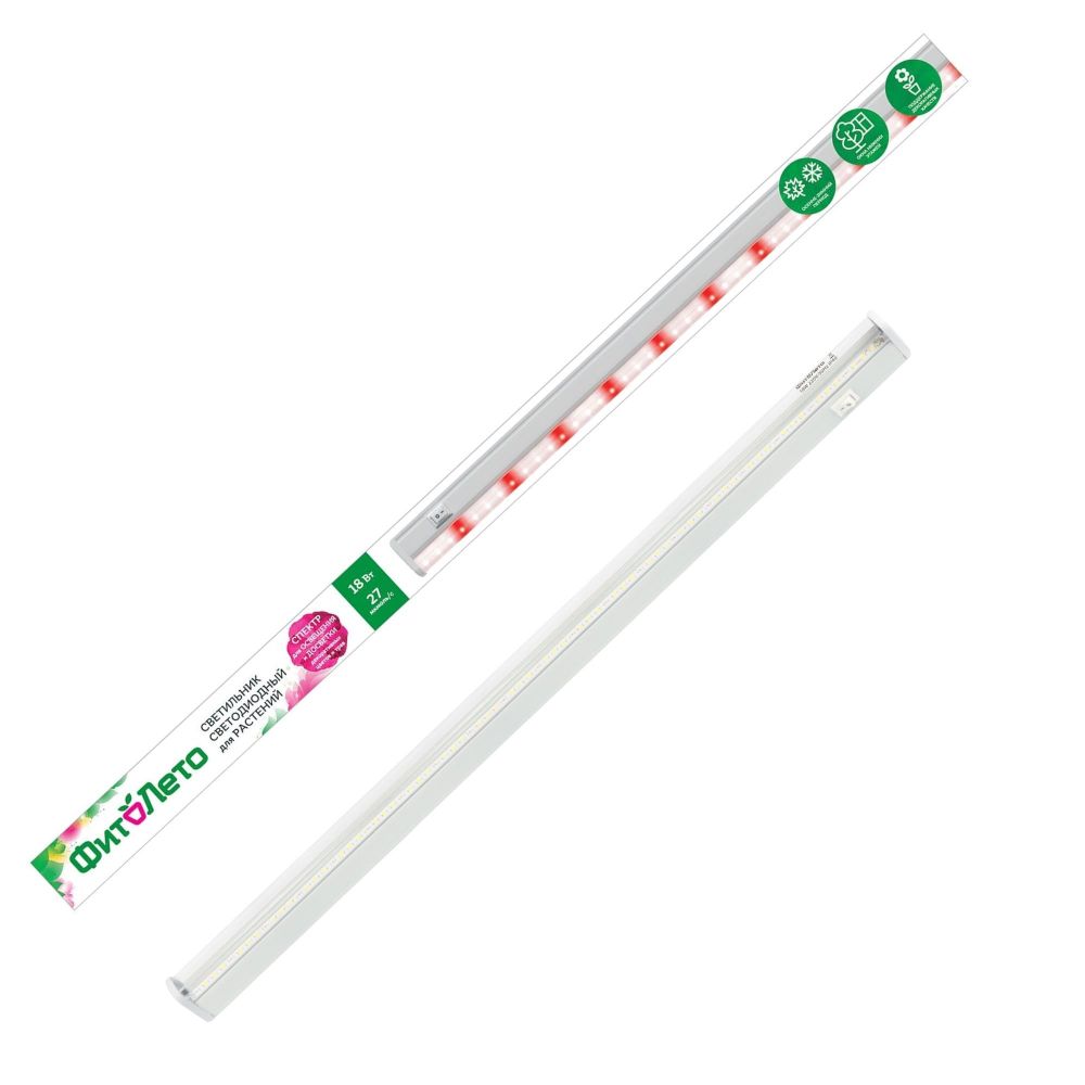 ULI-P18-18W-SPFB IP40 WHITE Светильник для растений светодиодный линейный. 560мм. выкл. на корпусе. Спектр для фотосинтеза. TM ФитоЛето