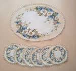 Набор декоративных гобеленовых салфеток "Васильки и ромашки" (1 шт 40х60 см +6 шт d 20см.)