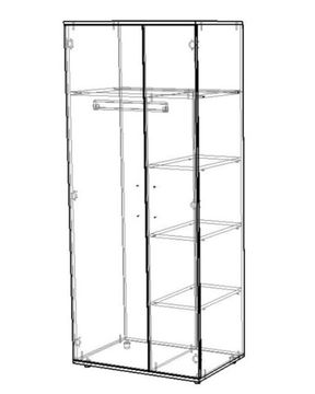 Шкаф МИЯКО /800*1900*521/ левый анкор белый / анкор белый