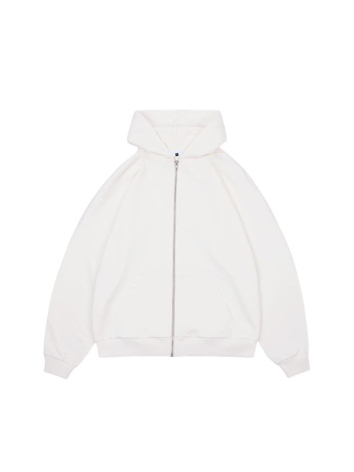 Худи оверсайз на молнии без начеса (молочный)