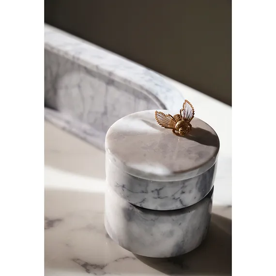 Шкатулка для украшений Marm, D10,5х11,8 см, белый мрамор