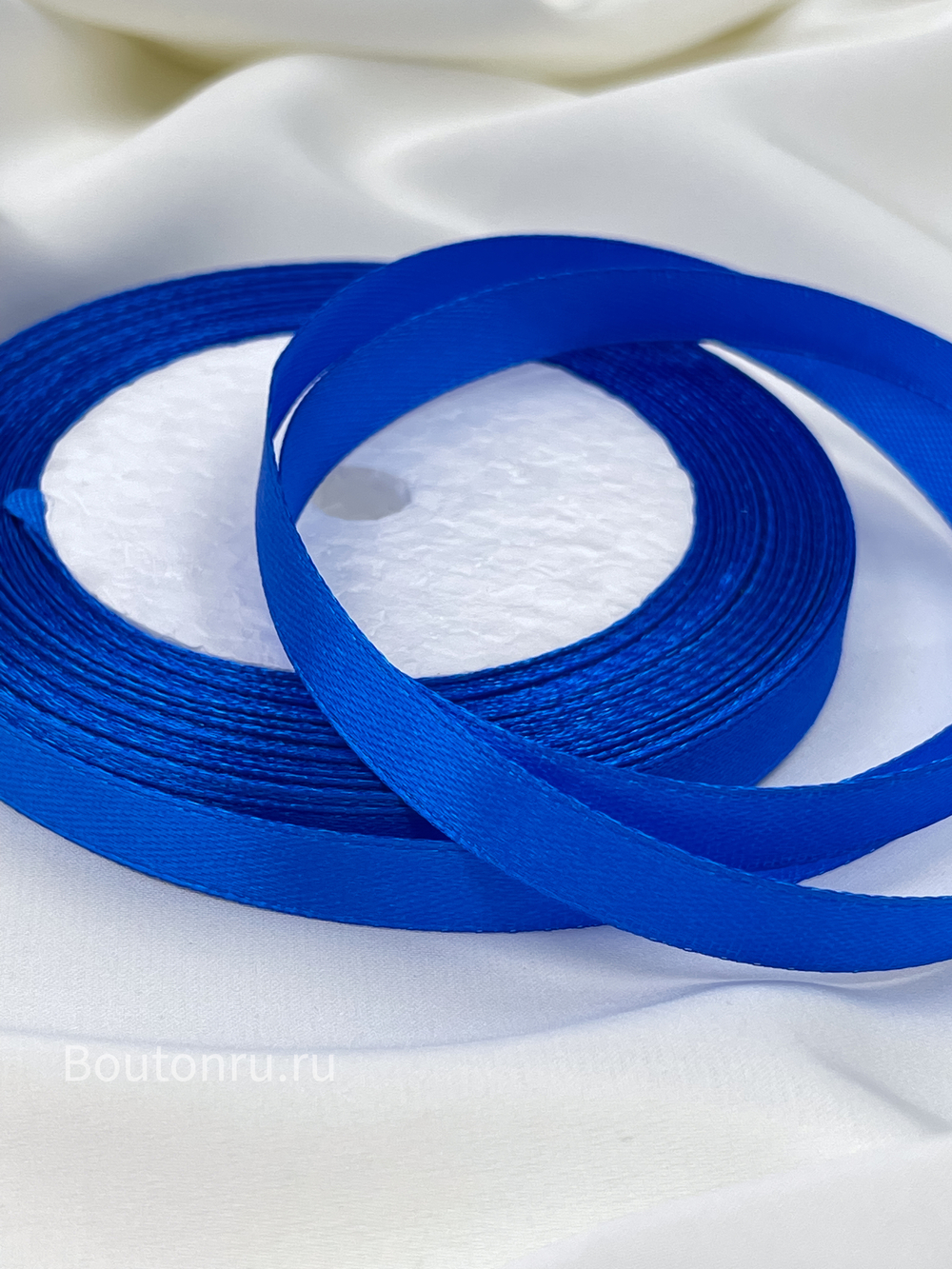 Атласная лента синий 1 см