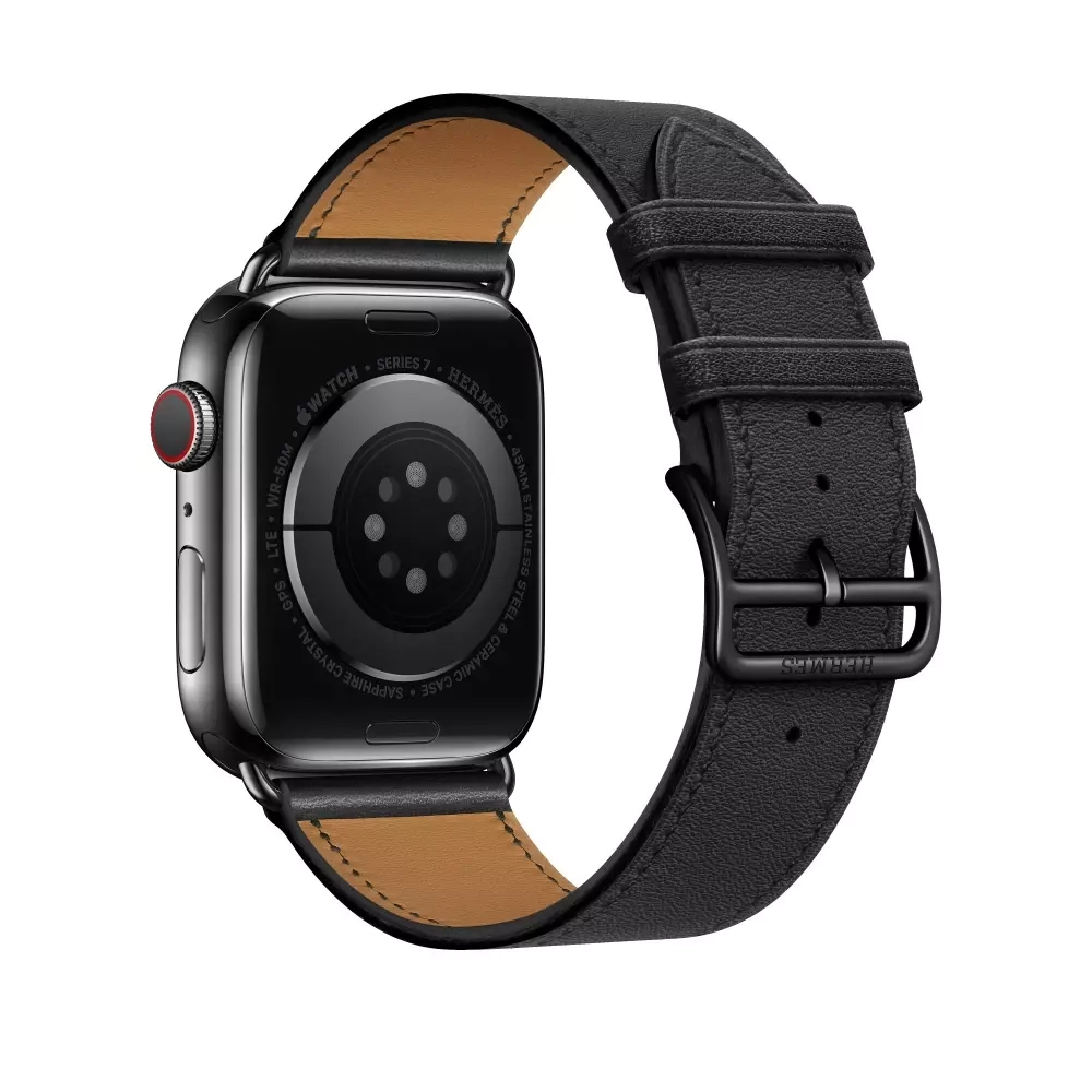 Apple Watch Series 8 Hermes 45mm, черный корпус, классический кожаный черный ремешок