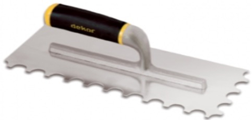 Гладилка зубчатая "U" - зуб 300 для мрамора с открытой пластиковой ручкой Dekor 480