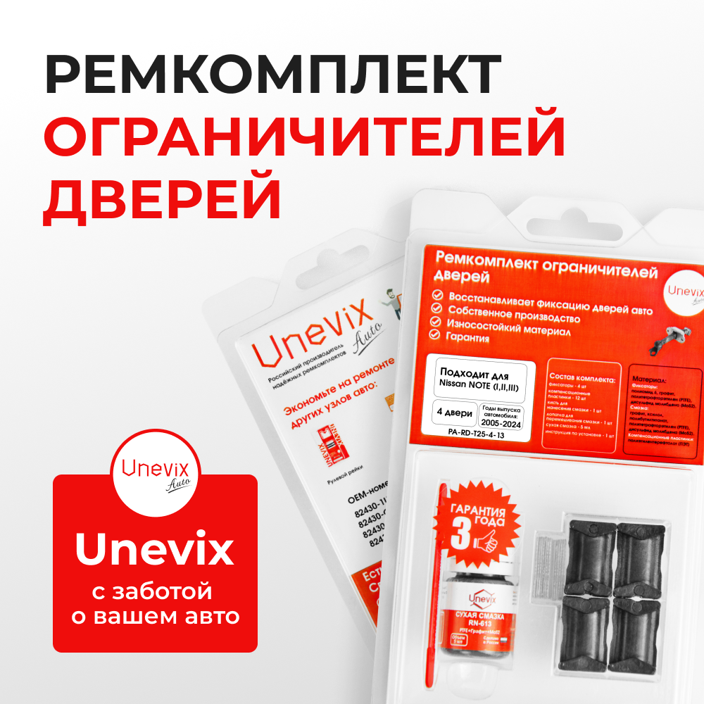 Ремкомплект ограничителей дверей Nissan NOTE (I,II,III) E11,E12,E13 (4 двери, тип 25) 2005-2023