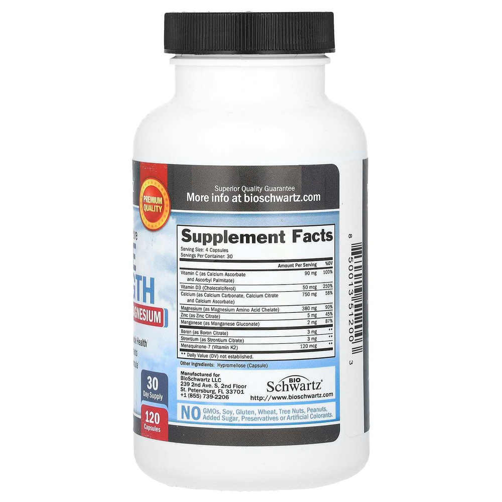 BioSchwartz, Bone Strength, кальций + D3, K2 и магний, 120 капсул