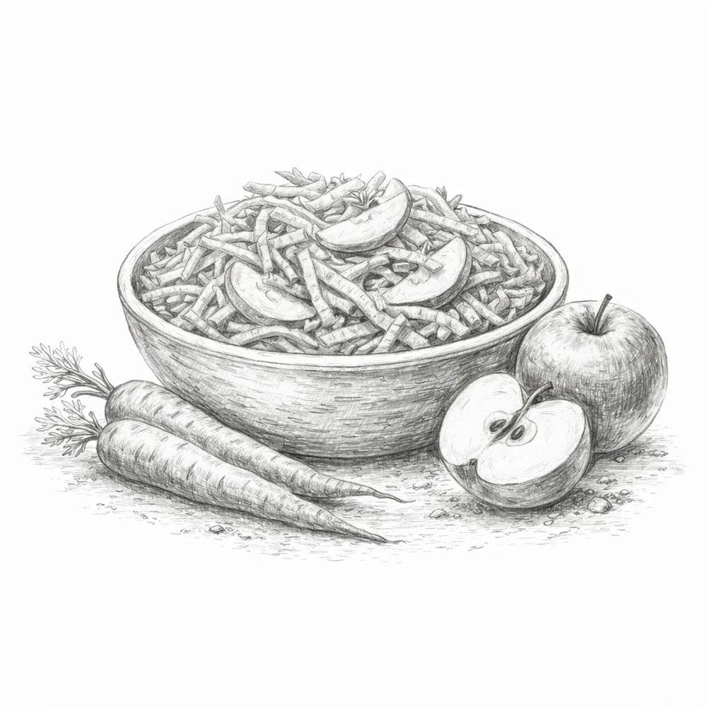 Салат из моркови с зеленым яблоком