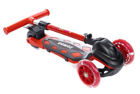 Самокат трехколесный со светящимися колесами Micar Zumba 2022 чёрный, красный