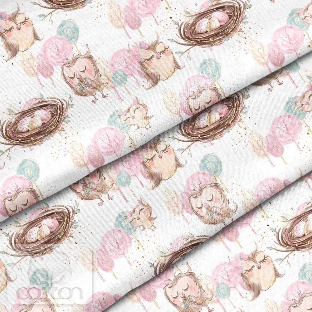 Отрез хлопка "Совы с гнездами"