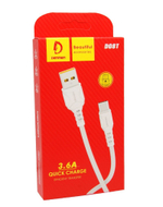 Кабель USB - TypeC DENMEN D08T 3.6A (белый) 1м