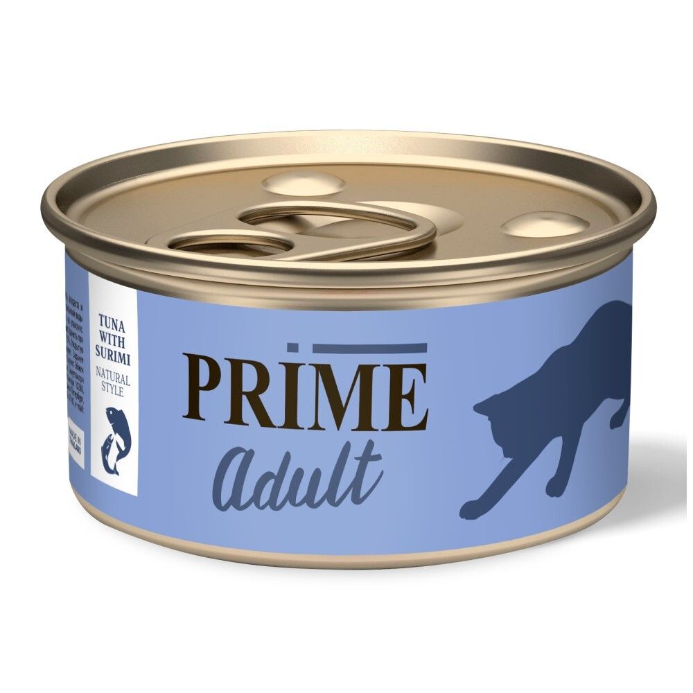 Prime 70 г - консервы для кошек с тунцом и сурими в собственном соку (Adult)