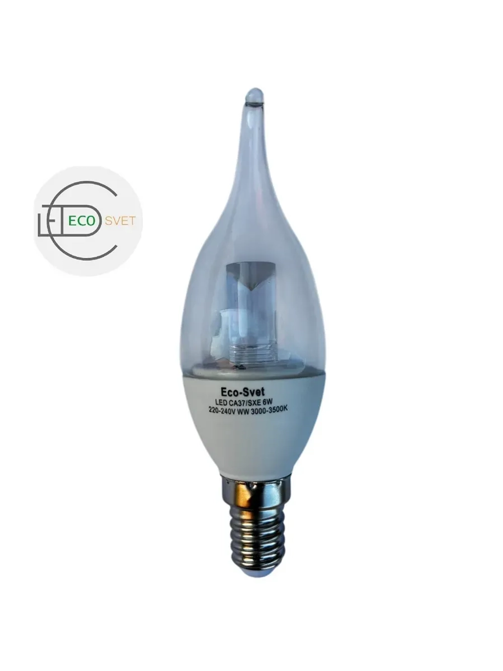 Светодиодная LED лампа CA37 6W E14 тёпл. пр. 10шт