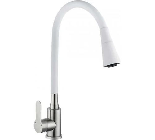 Смеситель для кухни АНТЕЙ Садко, силикон. излив, белый, SUS 577031