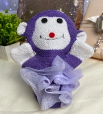 Мочалка-варежка для тела «Ультрамарин - Обезьянка», мягкая, цвет фиолетовый, 21*16см