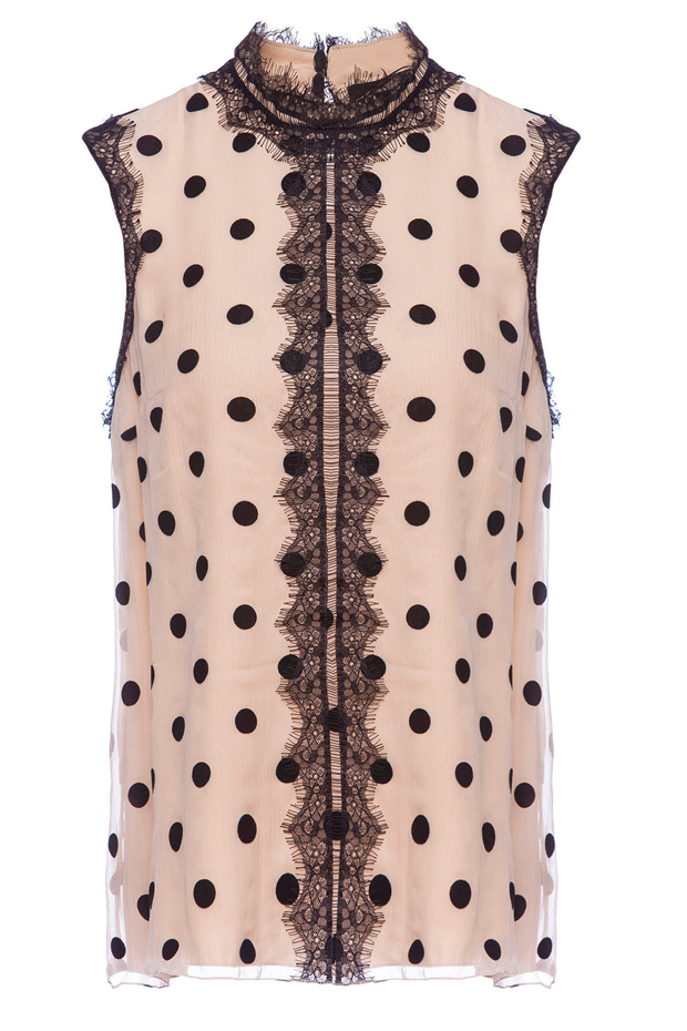 Шелковый топ в горошек