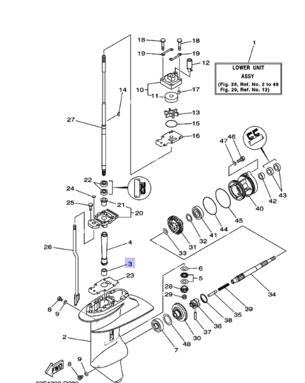 Подшипник игольчатый Yamaha 9.9/15лс (оригинальный арт. 93315314V800)