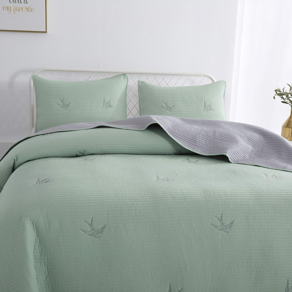 Покрывало 230x250 и 2 наволочки 50х70 Sofi De MarkO Жаклин зеленое