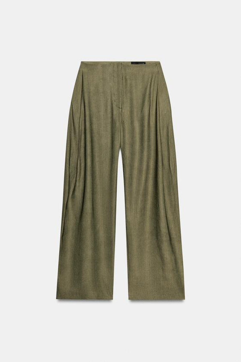 ZARA СТРУЯЩИЕСЯ БРЮКИ — ZW COLLECTION, ТЕМНО-ОЛИВКОВЫЙ
