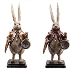 GAEM Фигурка декоративная "Кролик" с часами (LR44x1), L15 W12 H37,5 см, 2в.