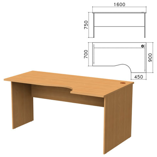 Стол письменный эргономичный "Монолит", 1600х900х750, правый, цвет бук бавария,6.1