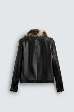 ZARA HARRY LAMBERT X DISNEY КУРТКА ИЗ ИСКУССТВЕННОЙ КОЖИ С КОНТРАСТНОЙ ОТДЕЛКОЙ, КОРИЧНЕВЫЙ