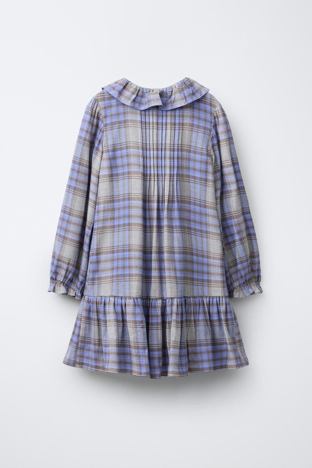 ZARA ПЛАТЬЕ В КЛЕТКУ С ЗАЩИПАМИ, СЕРЫЙ/СИНИЙ