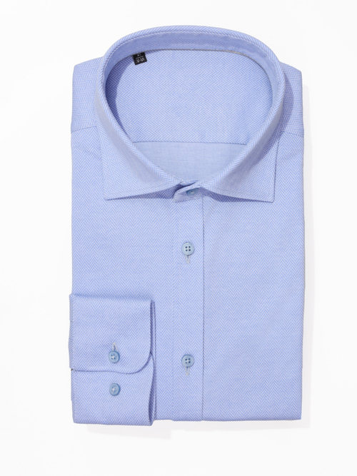 Сорочка мужская VESTER длинный рукав, трикотаж, 100% хлопок рисунок елочка, цвет голубой 50919 01