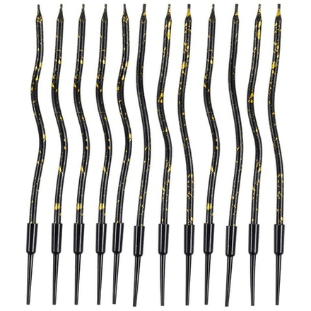 Свечи для торта «Волна Искры» в черном цвете с подставкой 13 см, 12 шт