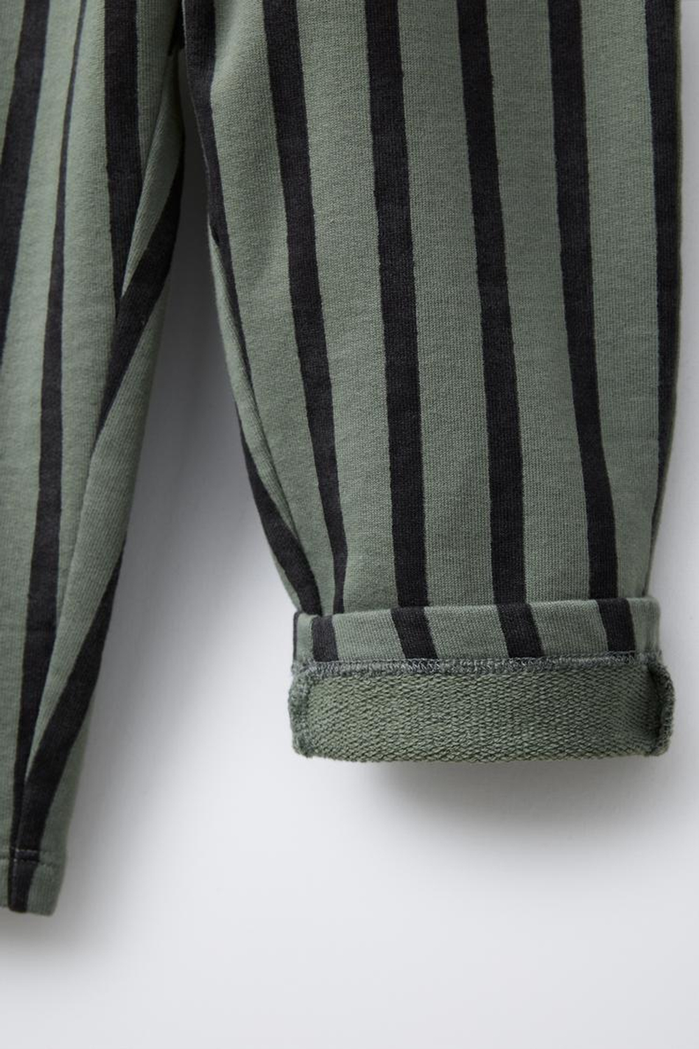 ZARA БРЮКИ ИЗ МЯГКОЙ ТКАНИ В ПОЛОСКУ С ПРЯМЫМИ ШТАНИНАМИ, ЧЕРНЫЙ/ЗЕЛЕНЫЙ