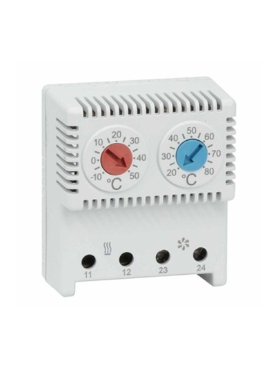 Термостат сдвоенный диапазон темп. для NC контакта: 10-50градС; для NO: 20-80град.C DKC R5THRV13