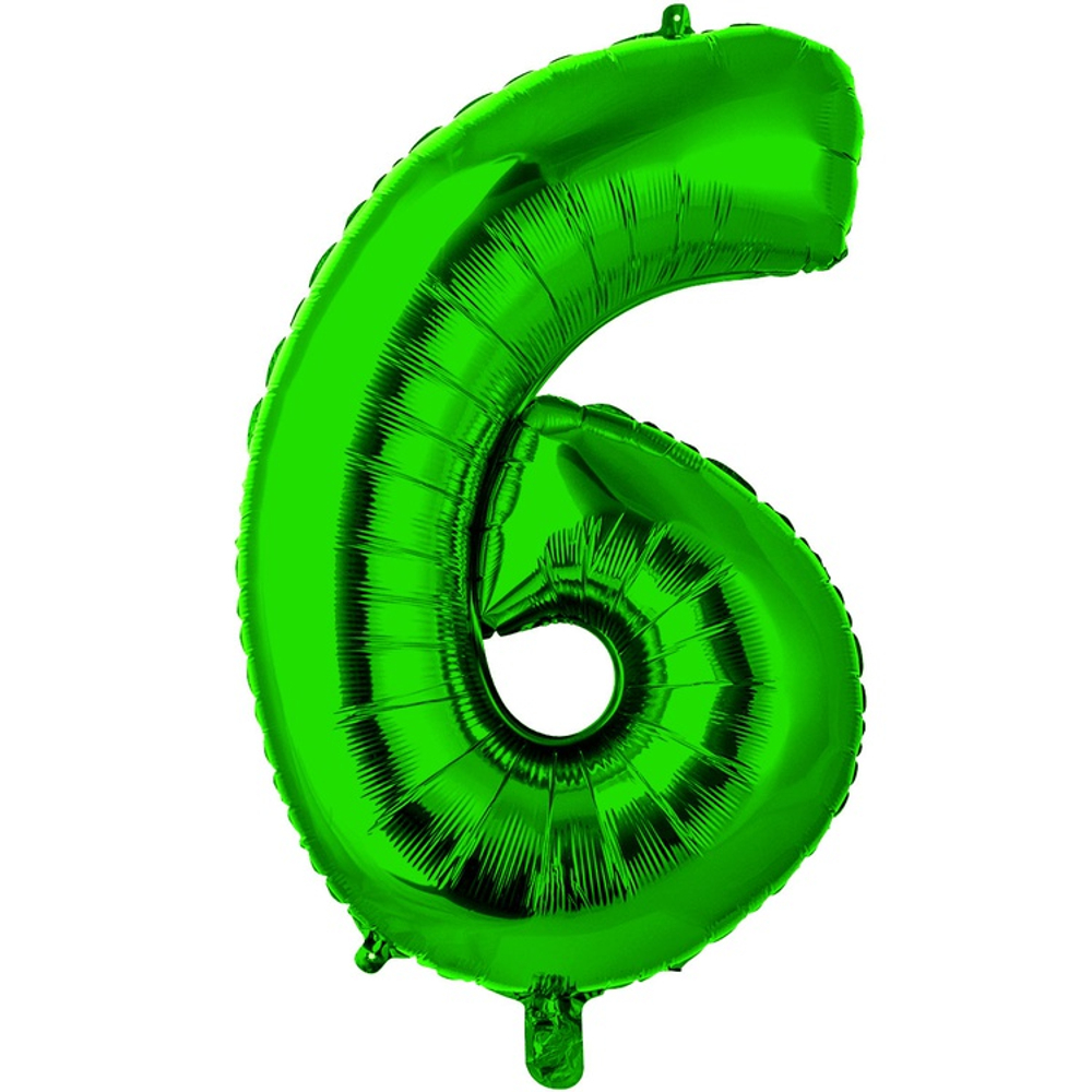 Шар фольгированный Цифра 6 66 см (Зеленый)