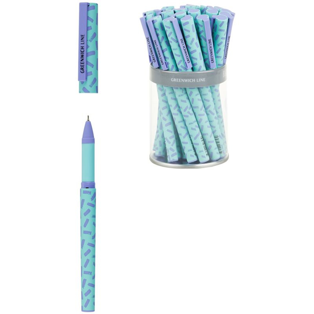 Ручка шариковая Greenwich Line "Pattern lavender" синяя, 0,7мм, игольчатый стержень, грип, софт-тач