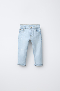 ZARA ДЖИНСЫ COMFORT ПРЯМОГО КРОЯ, ГОЛУБОЙ