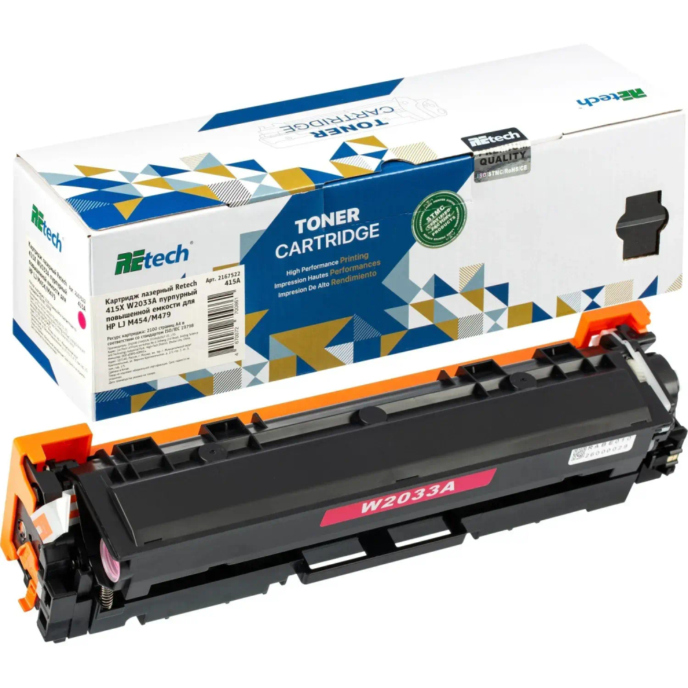 Картридж лазерный Retech 415A W2033A пур. для HP LJ M454/M479
