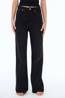 ZARA ДЖИНСЫ TRF WIDE LEG FULL LENGTH С ВЫСОКОЙ ПОСАДКОЙ, ЧЕРНЫЙ