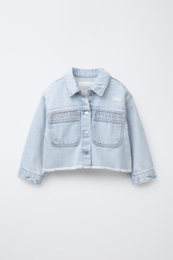 ZARA ДЖИНСОВАЯ КУРТКА-РУБАШКА, ГОЛУБОЙ