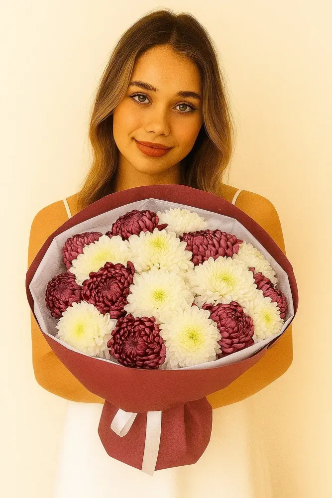 Букет «Молочно-бордовый шарм»