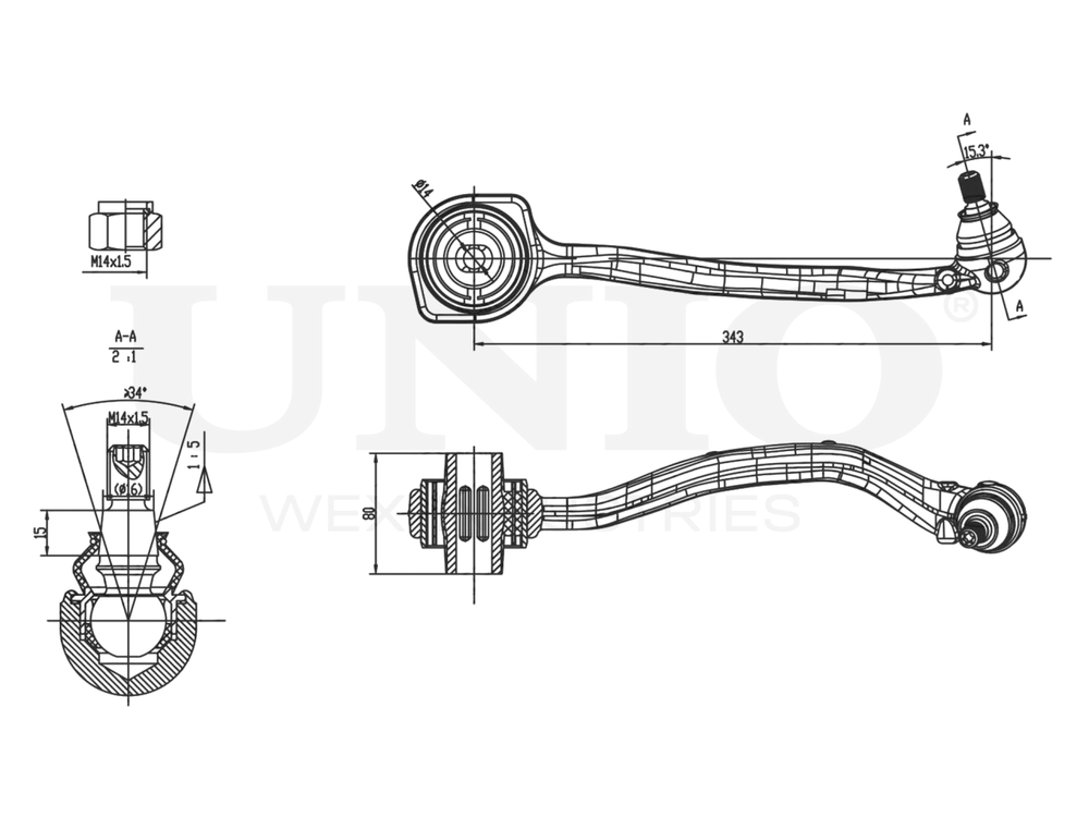 Рычаг подвески поперечный передний нижний правый UNIO SSP-40054